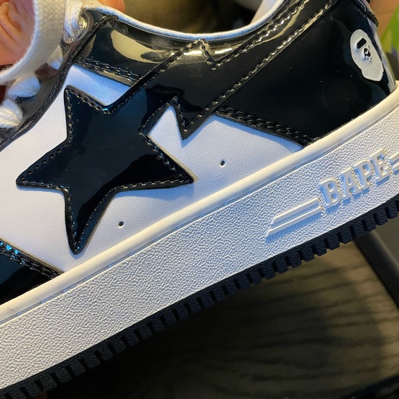 Bape Black and White Star Athletic Shoes - Picture 1 of 16